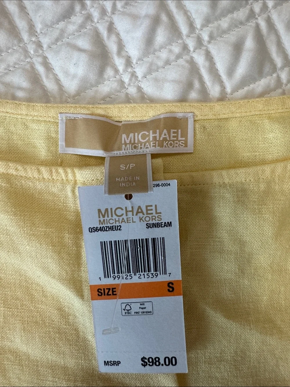 Michael Kors Collection Light Yellow Button-Front Peplum Tank